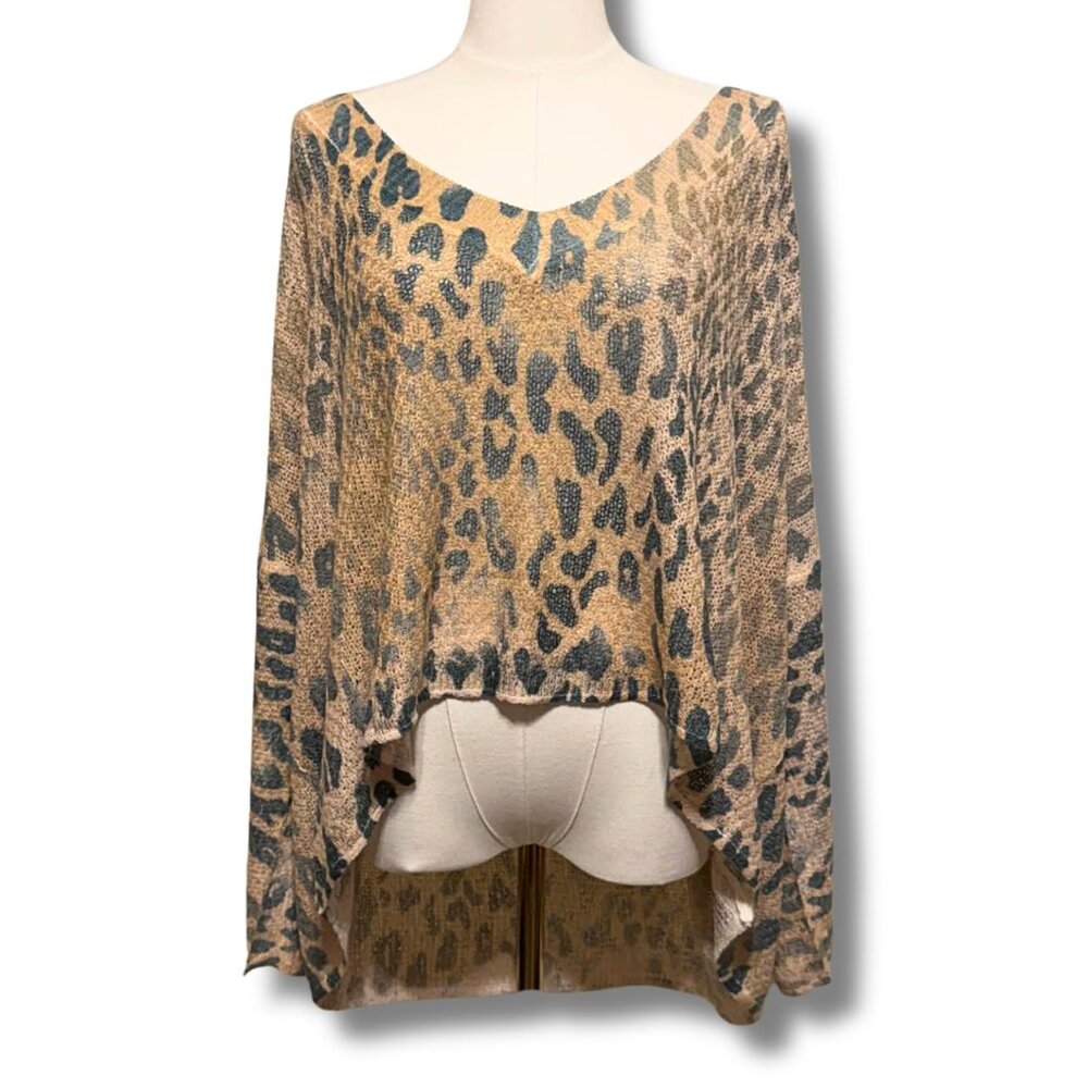 NWT POL Size S / 2X Leopard Print Sweater – Slouchy Boho, Sexy Tie Back, Cozy